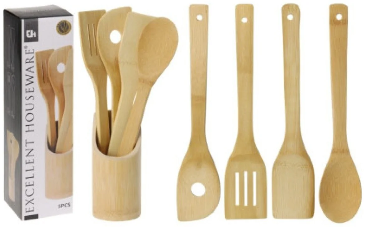 Набор кухонных принадлежностей Excellent Houseware в подставке 5 предметов бамбук 784610060 К