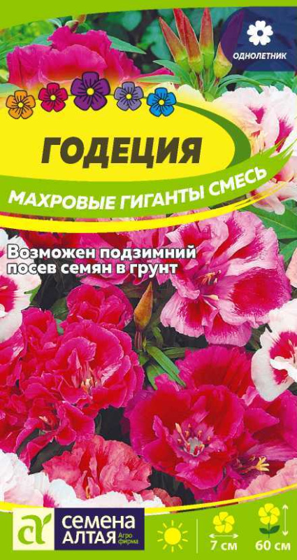 Семена Цветы Годеция Махровые гиганты смесь/Сем Алт/цп 0,05 гр (2028 / 361)