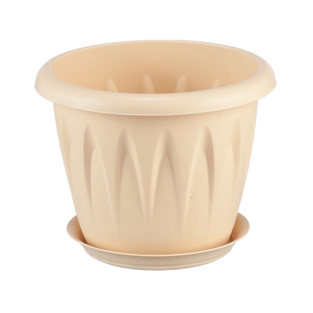 Кашпо IDEA АЛИЦИЯ D120мм 0,6л с поддоном Белая глина