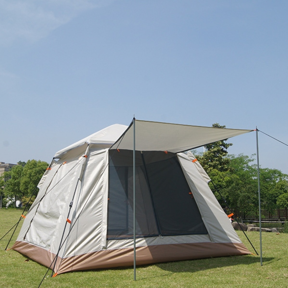 Палатка кемпинговая с навесом San the lion 4-х местная водонепроницаемая 240х240х155 см 8885-2A CN
