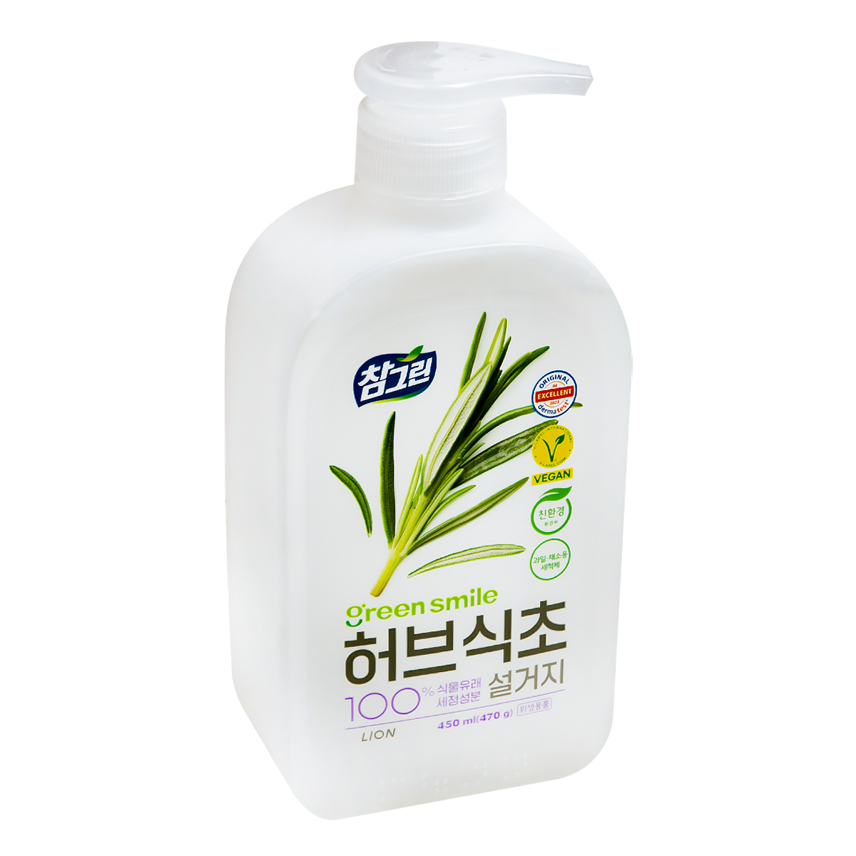 Cредство для мытья посуды CJ LION Chamgreen Травяной уксус 470гр с дозатором