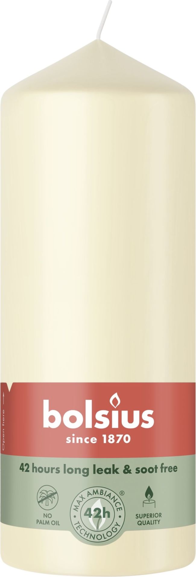 Свеча столбик Bolsius 15х5,8 см Soft Pearl