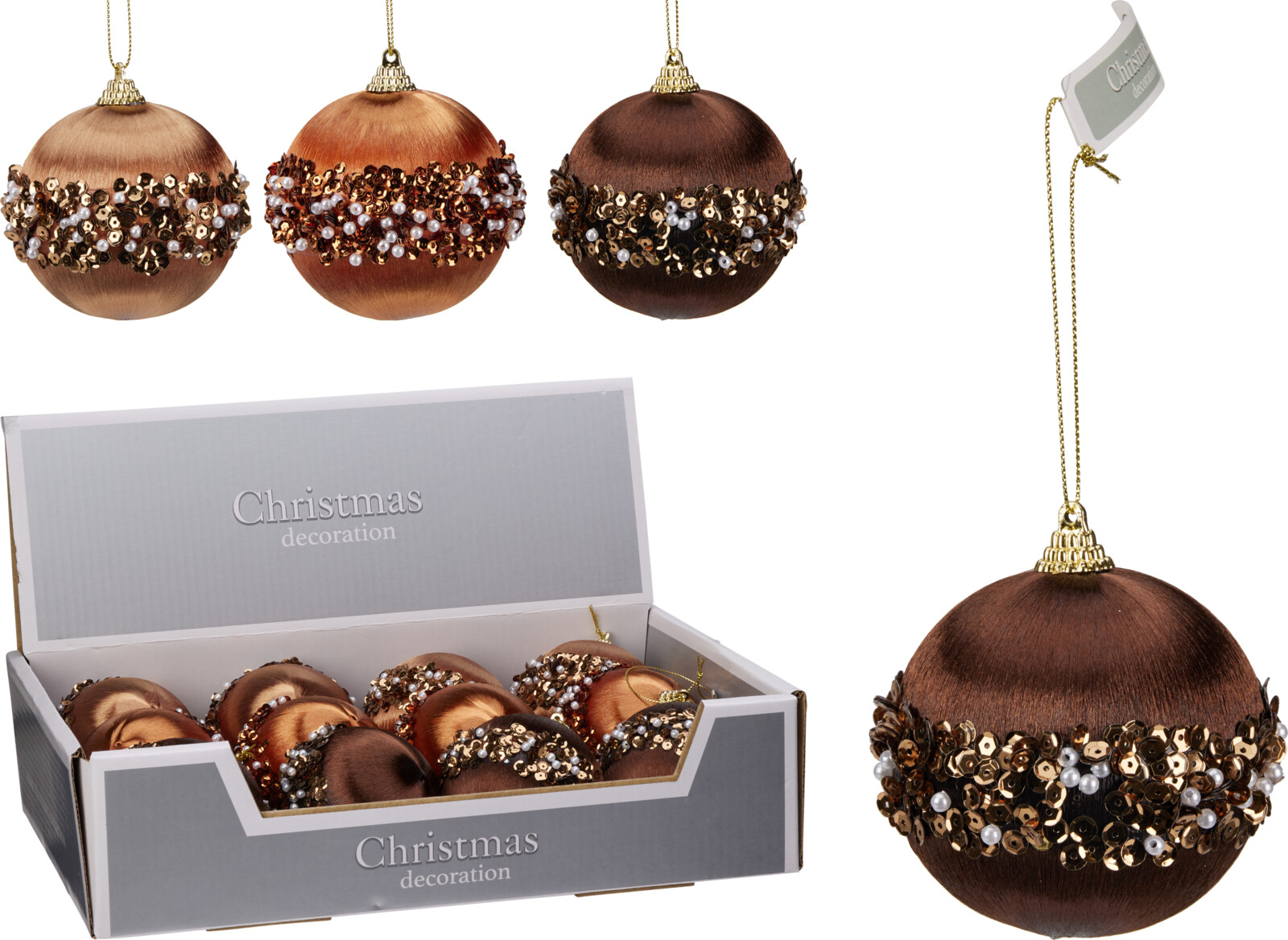 Шар елочный 8 см Бусины 3 вида в ассортименте ABJ450300 К