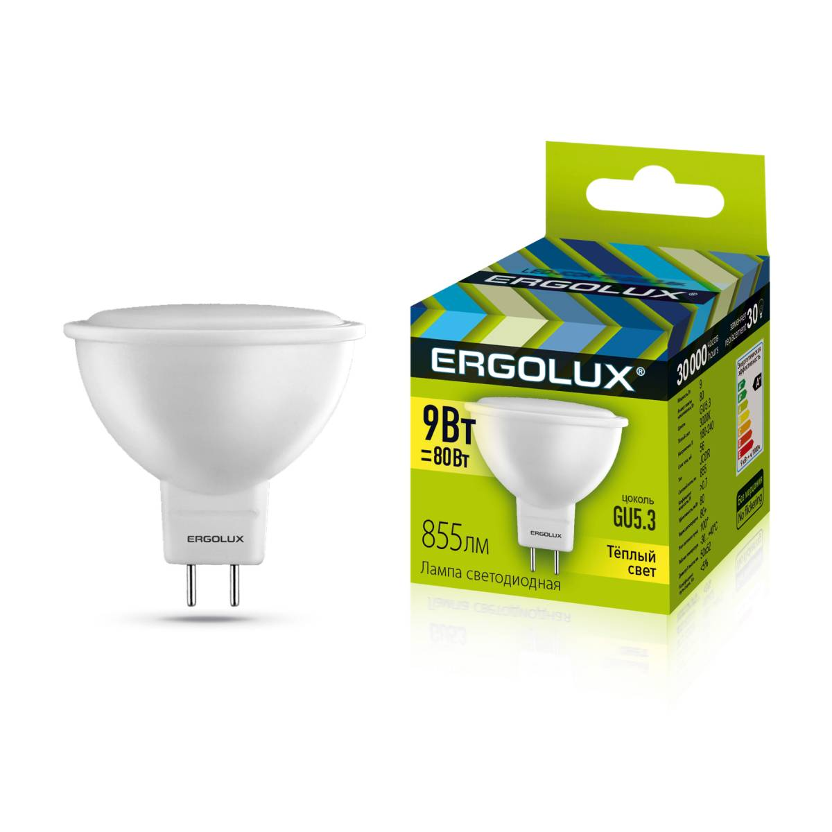 Лампа Ergolux LED-JCDR-9W-GU5.3-3K (Эл.лампа светодиодная JCDR 9Вт GU5.3 3000K 180-240В) 13624