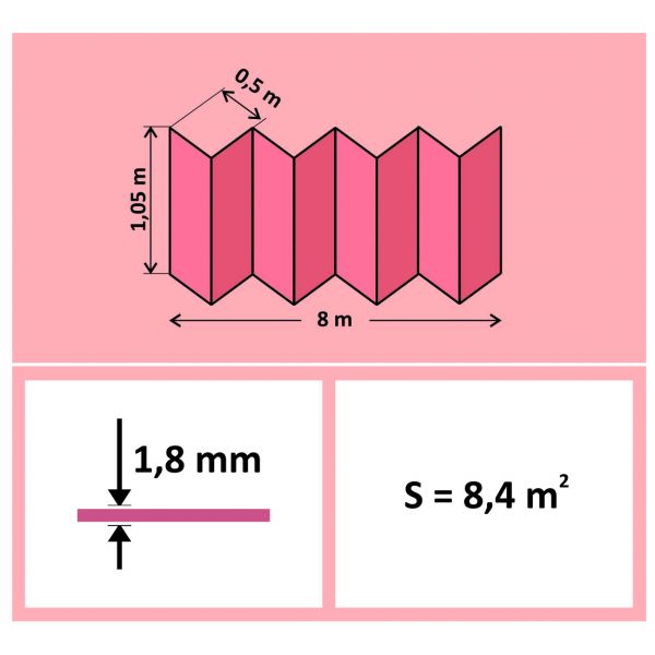 Подложка-гармошка SOLID 1,8мм розов перфор 1,05*8м. (8,4м2.)