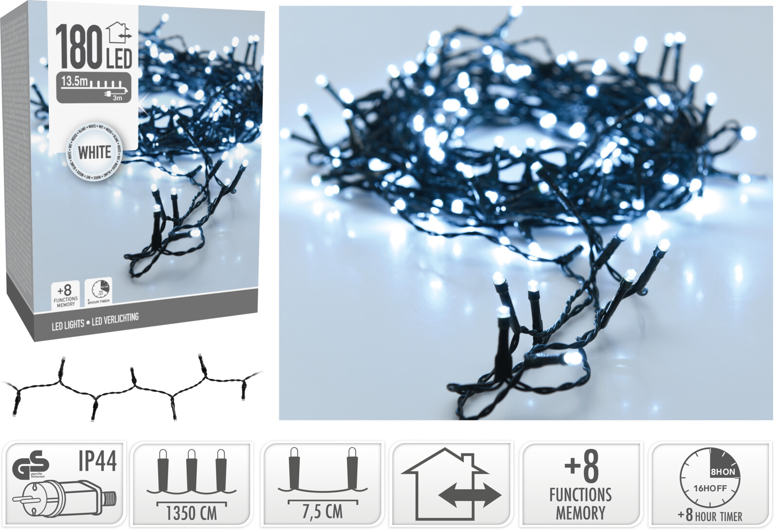 Электрогирлянда 180 LED OUTDOOR белый AX8450130 К