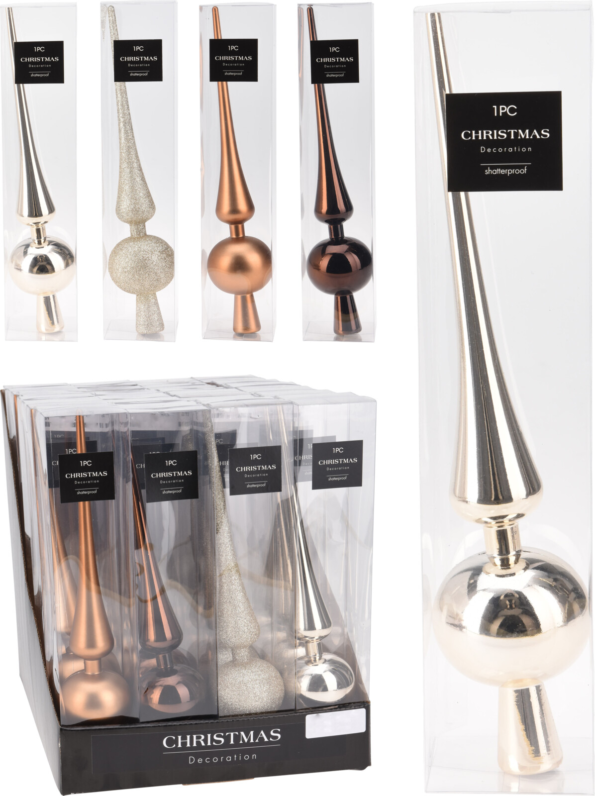 Верхушка елочная 27,5 см шампань 3 вида в ассортименте AVS101440 К