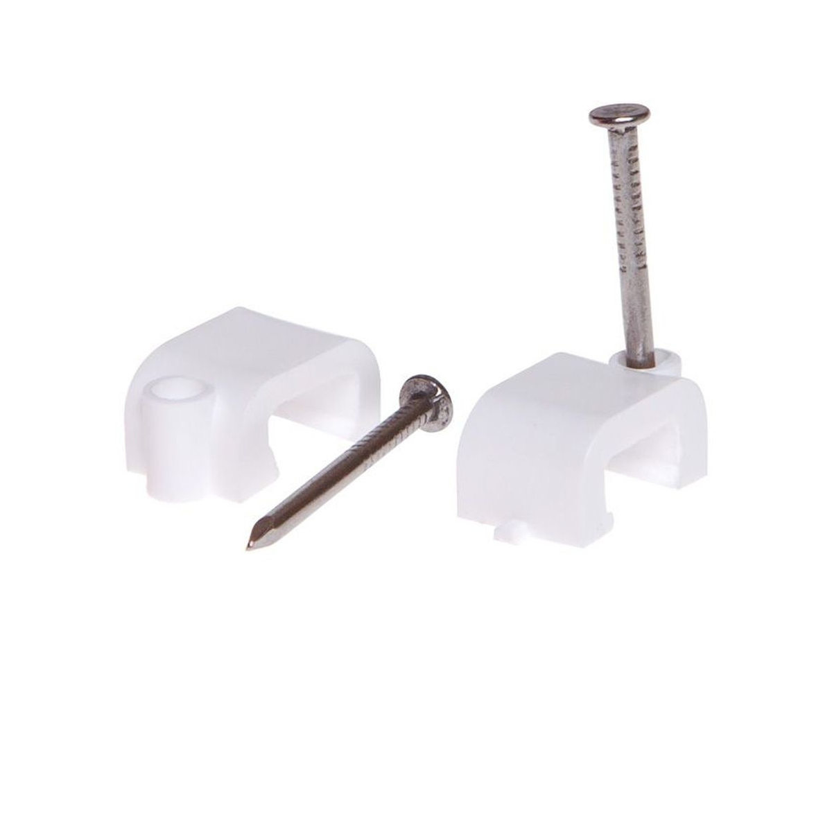 Скоба для крепления прямоугольного кабеля 12 мм белая, с гвоздем (30 шт в зип-локе) STARFIX(упак) Скоба для крепления прямоугольного кабеля 12 мм белая, с гвоздем (30 шт в зип-локе) STARFIX(упак)