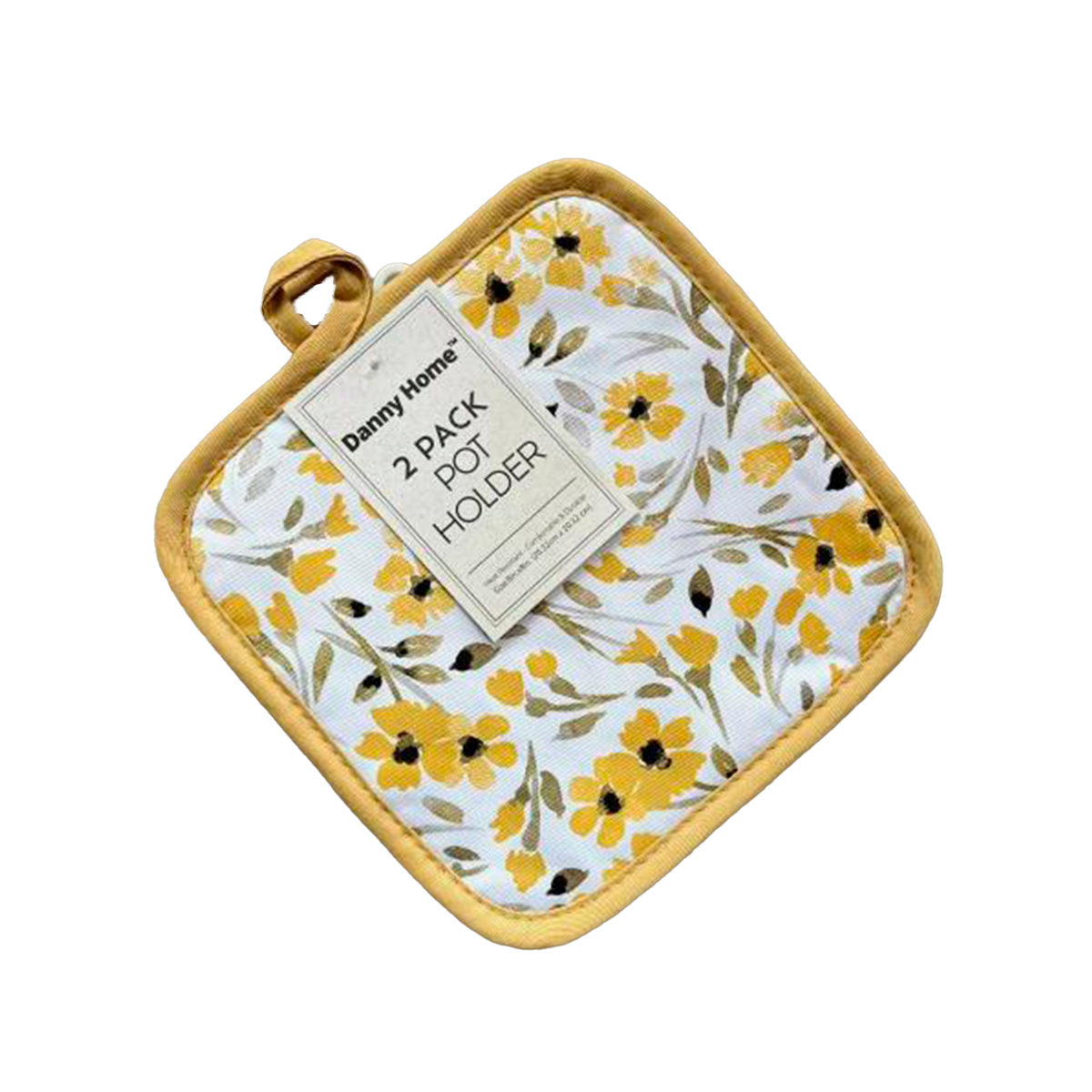 Набор кухонных прихваток Danny Home Желтые цветы акварель 2 шт 20х20 см