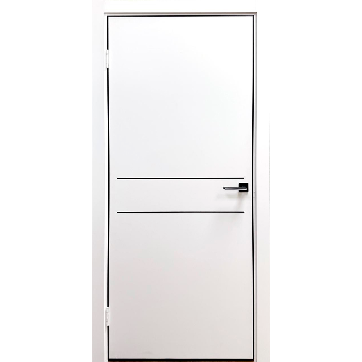 Дверное полотно Акцент 2 (белый матовый) 2,0*0,9, черн. ал.кромка с 4х + замок магнитный ДГ Дверное полотно Акцент 2 (белый матовый) 2,0*0,9, черн. ал.кромка с 4х + замок магнитный ДГ