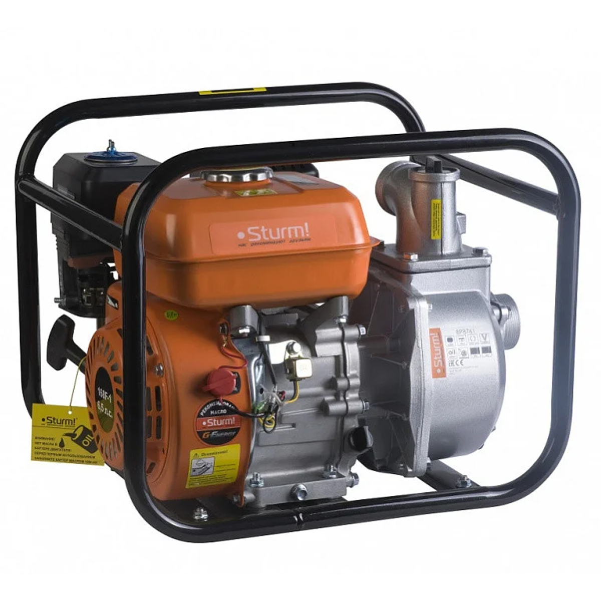 Мотопомпа бензиновая  Sturm! BP8761, 7лс, 4-х тактн, 600л/мин,ЧИСТАЯ ВОДА напор 32м, бак 3,3л, d=50м