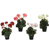 Растение искусственное в горшке Герань 4 цвета в ассортименте 800149 Kmg