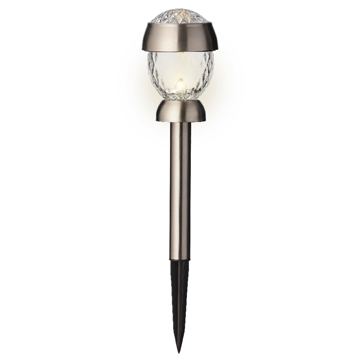 Фонарь садовый d-8, h-25 см., нерж. сталь, на солн.батарее, теплый белый. 898733 Kmg