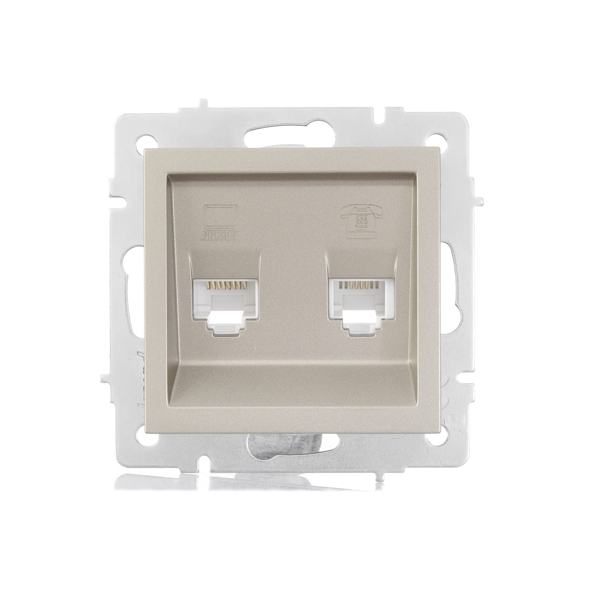 Розетка VESNA 742-3788-143 компьютерная+телефон титан (механизм)