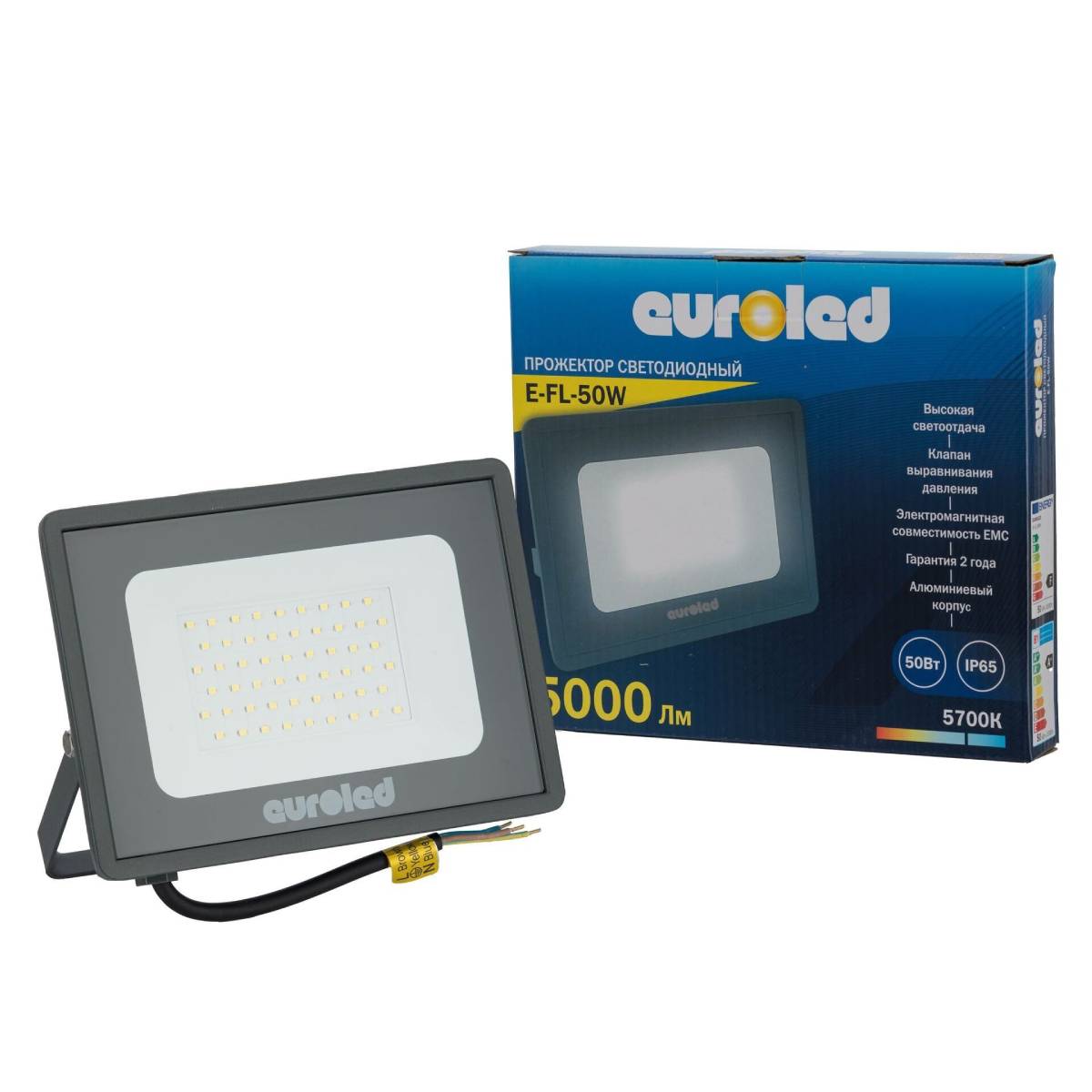 Прожектор светодиодный Euroled 50W 5700K IP65