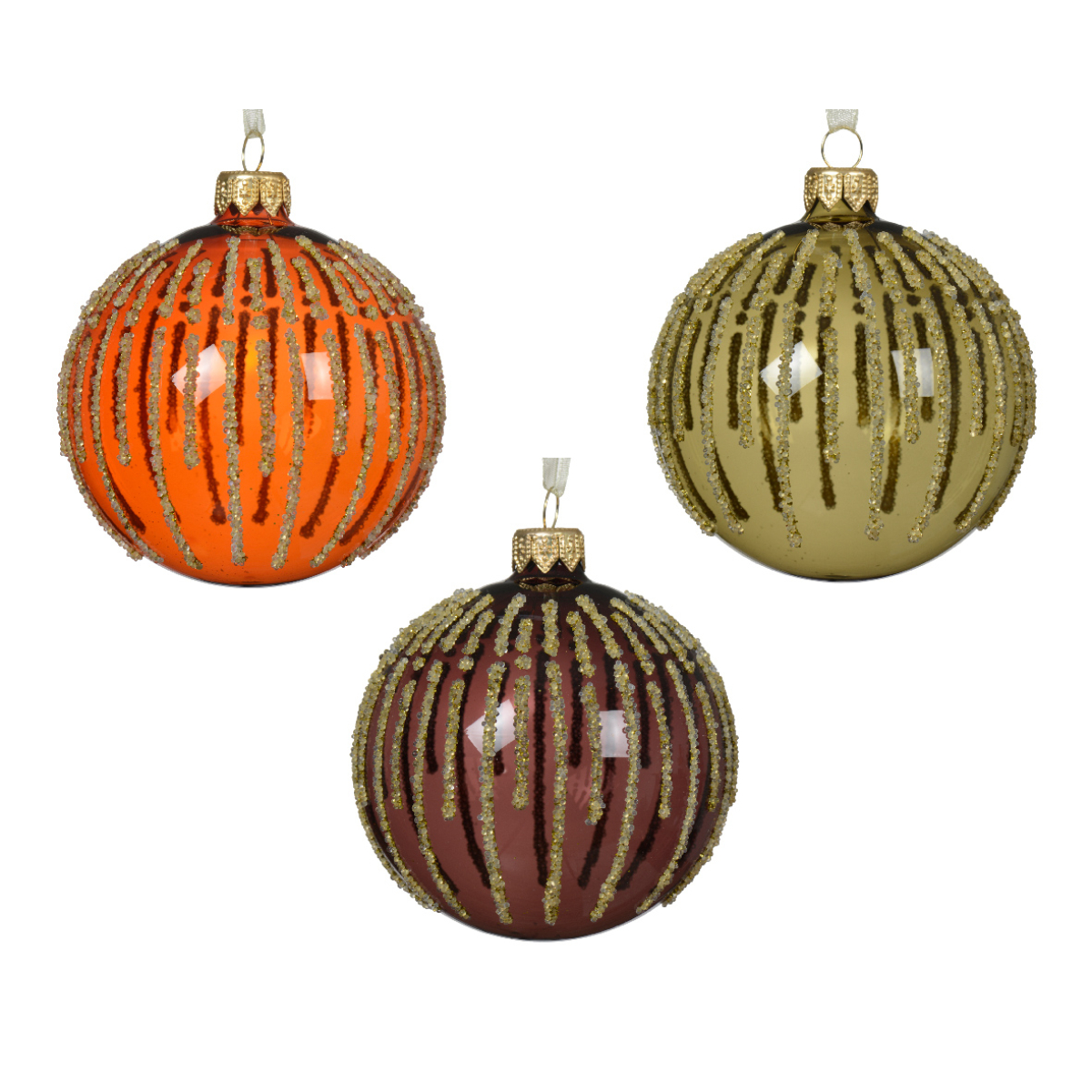 Шар елочный Kaemingk 8 см стекло 3 цвета в ассорт.053344