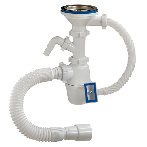 Сифон Орио для мойки 3"1/2*40 перелив, отвод, гофра А-4011