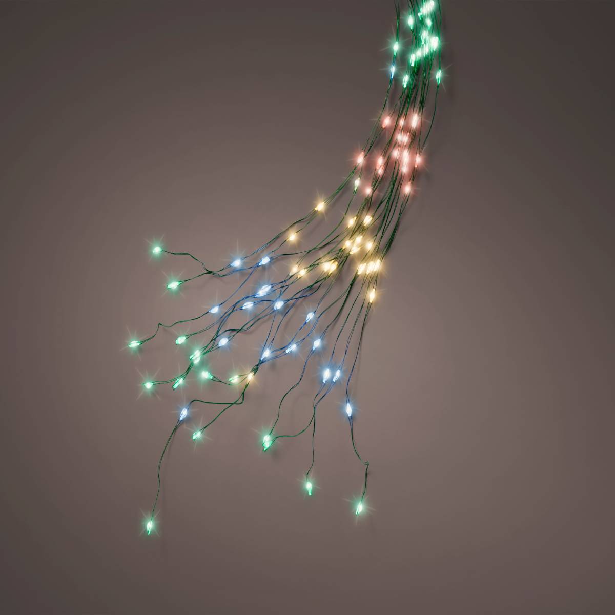 Электрогирлянда Пучек 2,4 м 832 MicroLED IP44 мультиколор зеленый провод 16 нитей 220 В 496153 Kmg