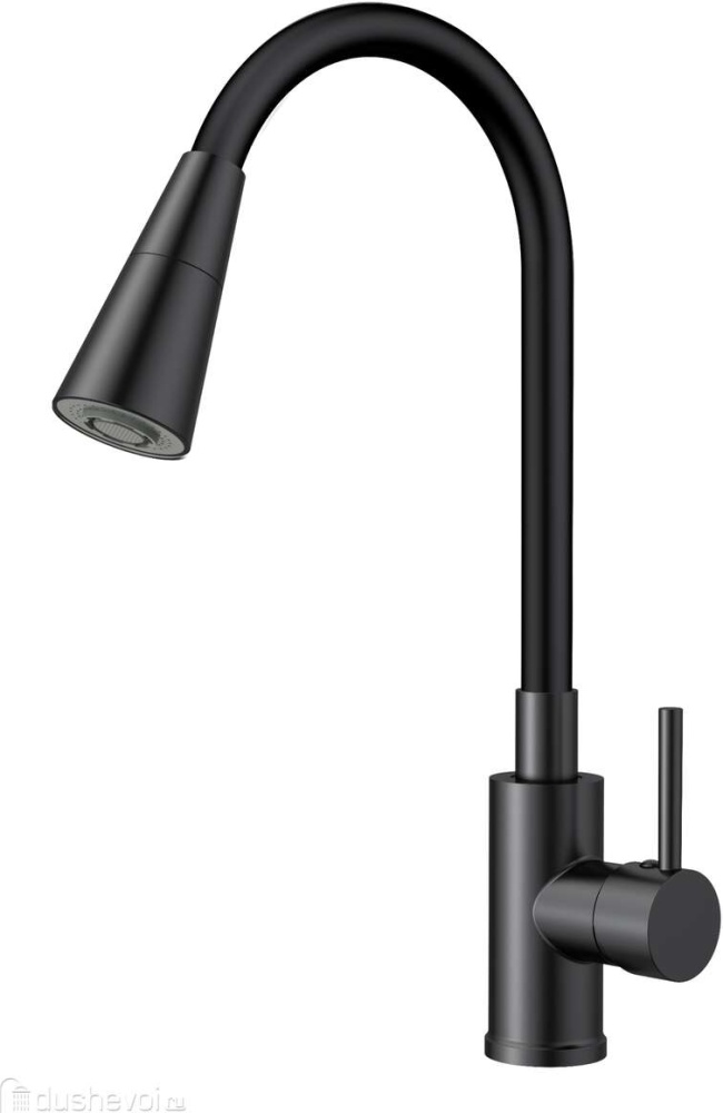 Смеситель д/к, гибкий излив, черный ESKO K47BB