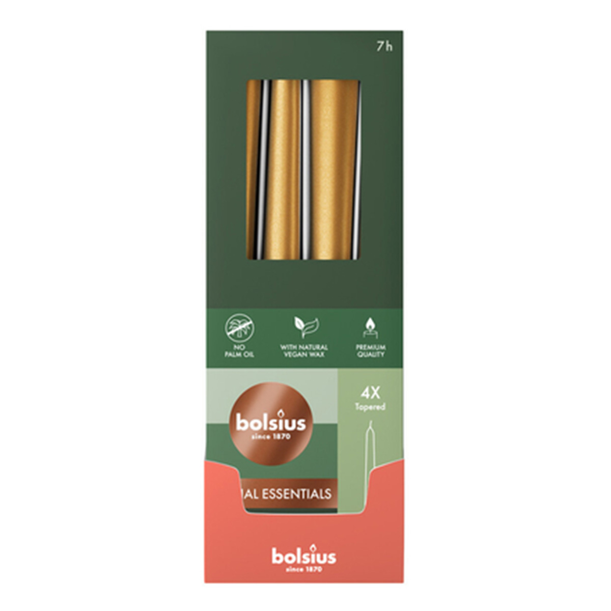 Набор столовых свечей Bolsius 4 шт 24,5х2,4 см Golden Orange