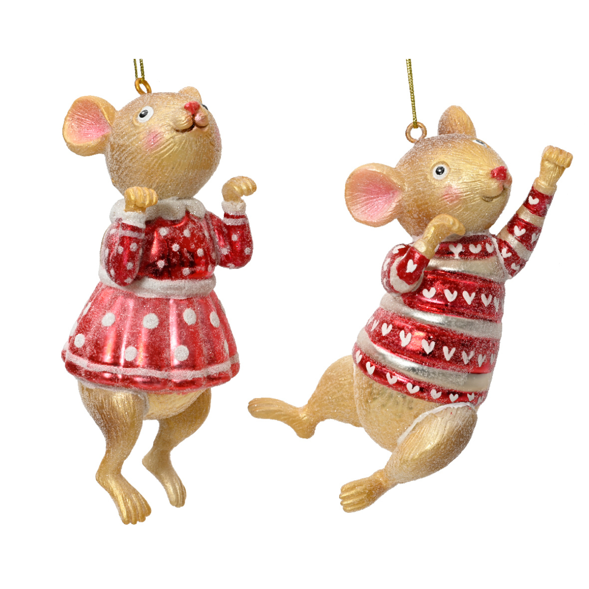 Украшение подвесеное Kaemingk Мышка новогодняя стекло 5,4х5,3х13,3 см 2 вида в ассорт.121563