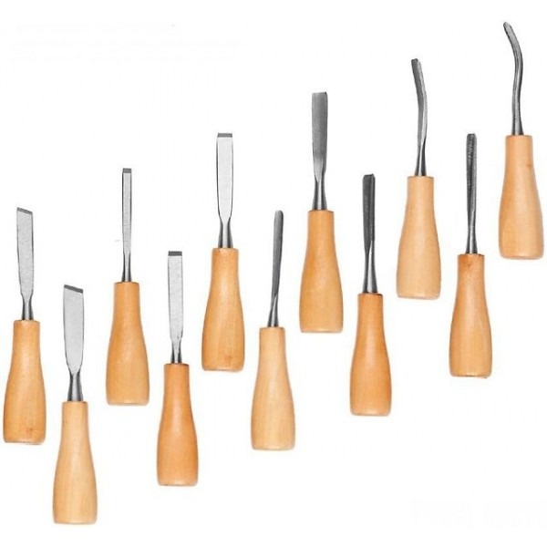 Набор DEXX: Стамески фигурные "МИНИ" с деревянной ручкой, 11шт