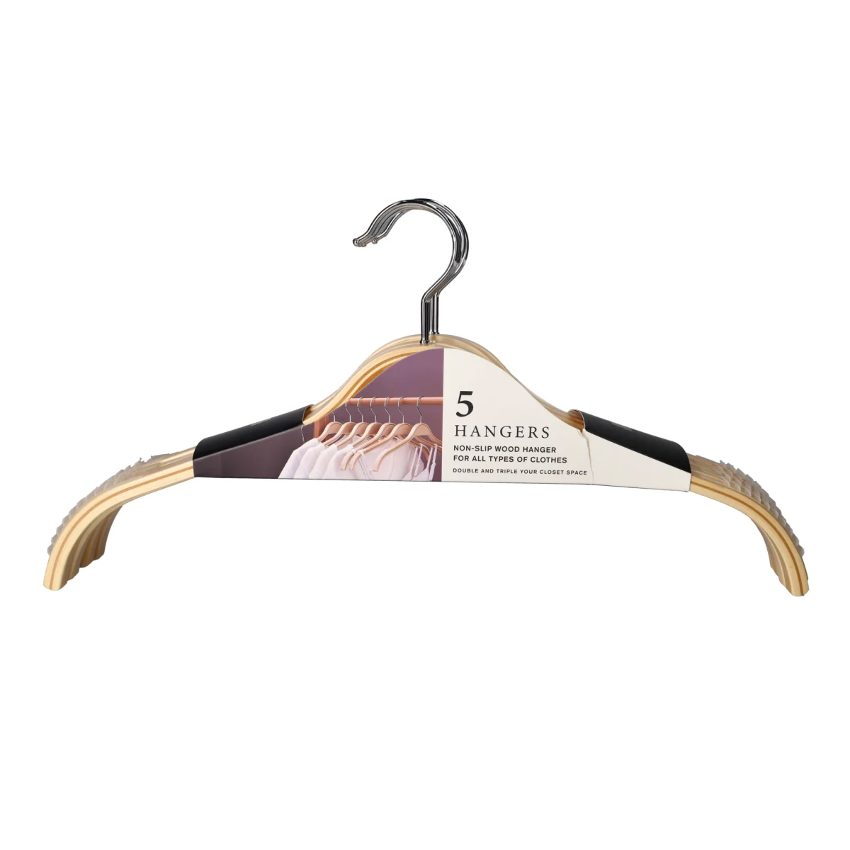 Набор вешалок для одежды DH 5шт с нескользящим покрытием бежевый WH018-5