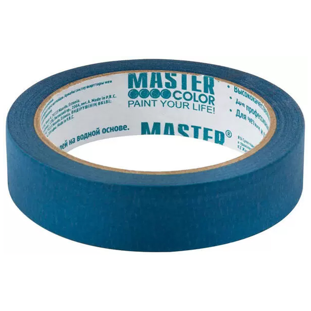 Лента малярная бумажная синяя, 24 мм x 25 м, термостойкость до 100°C, УФ-стойкость до 14 дней