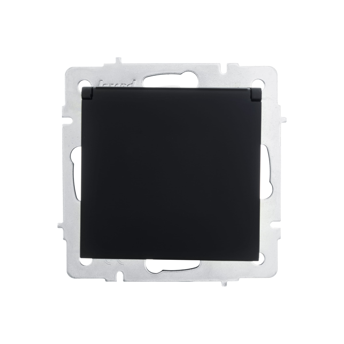 Розетка VESNA 742-4288-123B с/з с крышкой бакалит черная матовая (механизм)