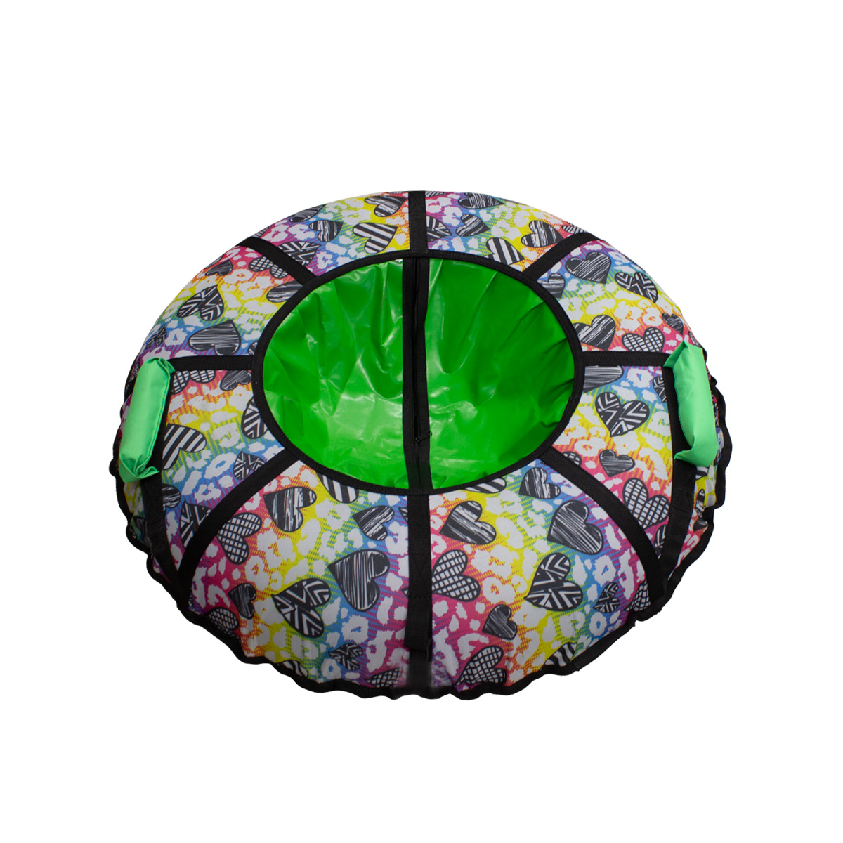 Тюбинг Движение D 95 см, Сердца черные (тент/оксфорд) нагрузка 70 кг