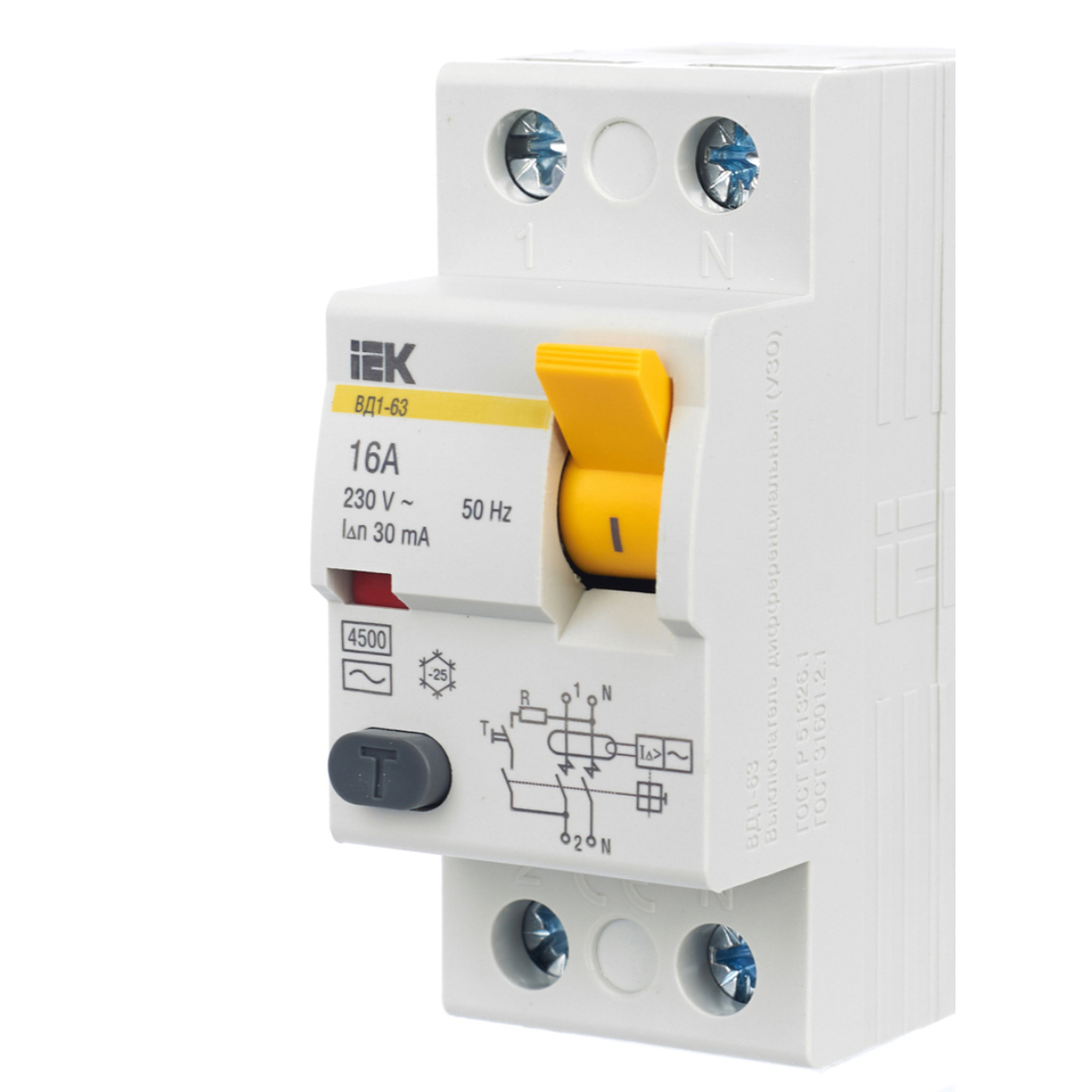 Автомат ИЭК УЗО 2Р 16А ВД1-63  MDV10-2-016-030