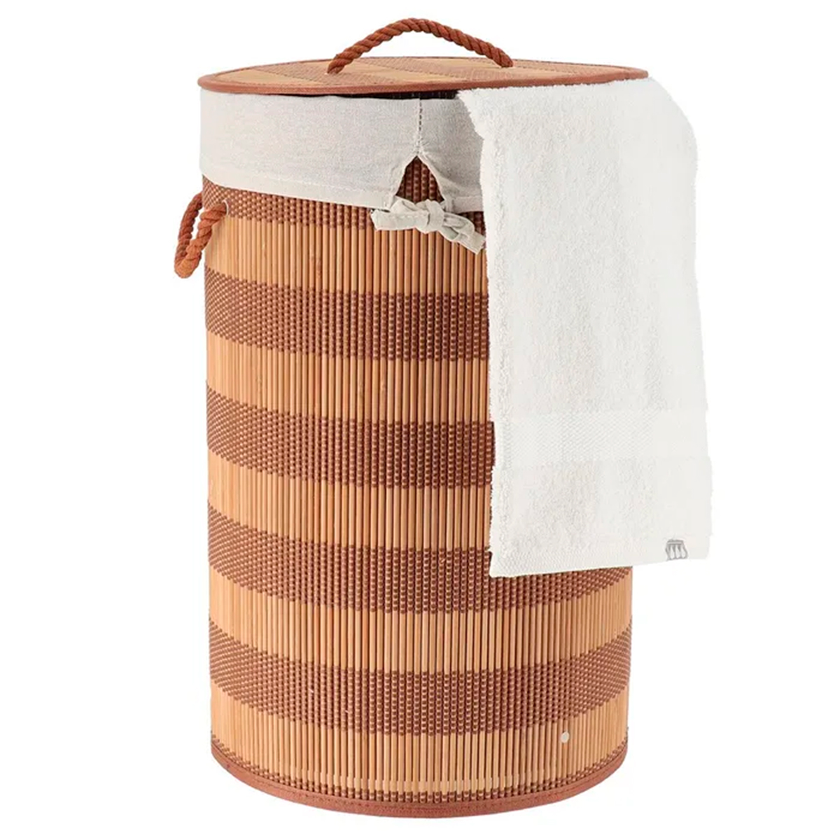 Корзина для белья Tendance 55х35 см круглая бамбук натуральный/коричневый 8731160