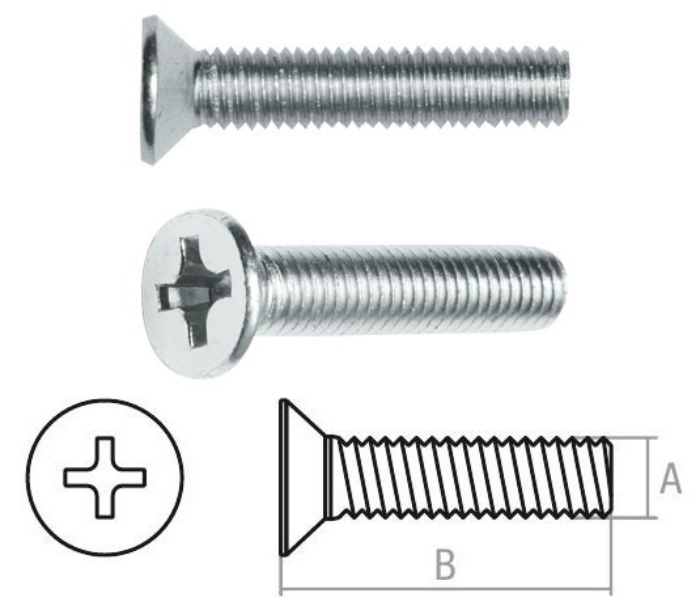Винт М6х30 мм потай. головка, цинк, кл.пр. 5.8, DIN 965 (10 шт в зип-локе) STARFIX