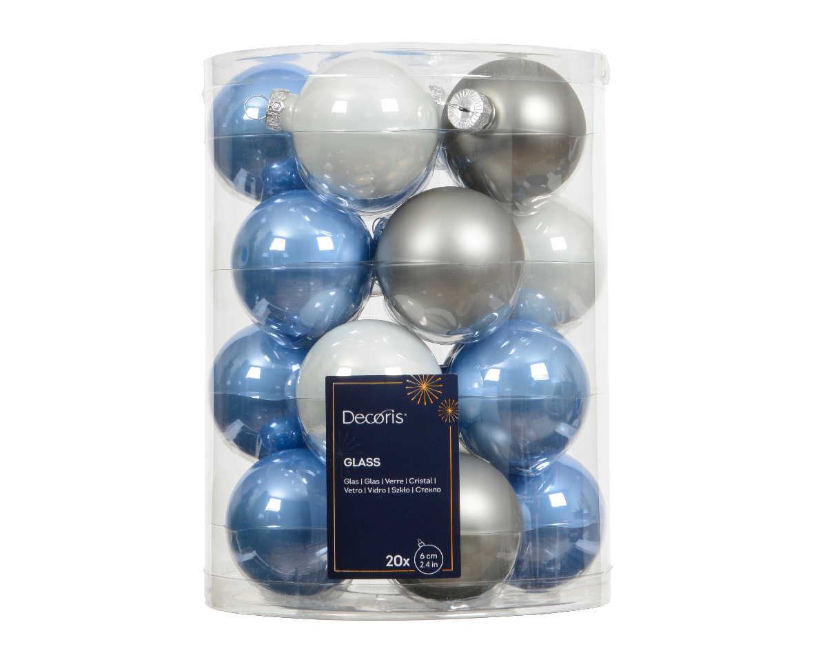 Набор елочных шаров 20 шт х6 см стекло, night blue/colour 142302 Kmg