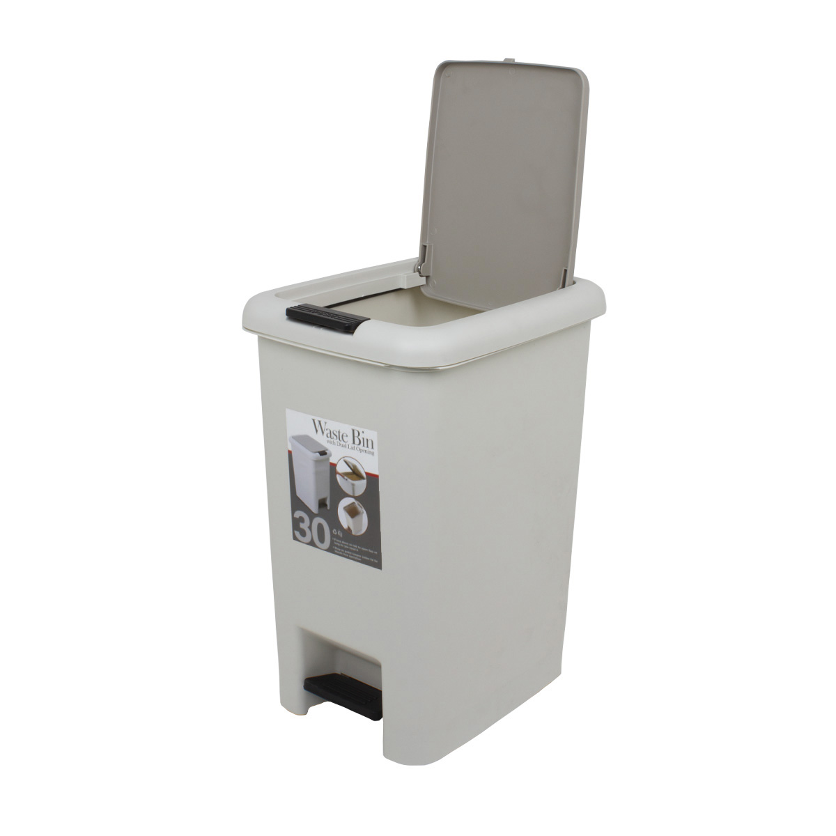 Контейнер для мусора с двойным нажатием 30л серый C42-B138 CN