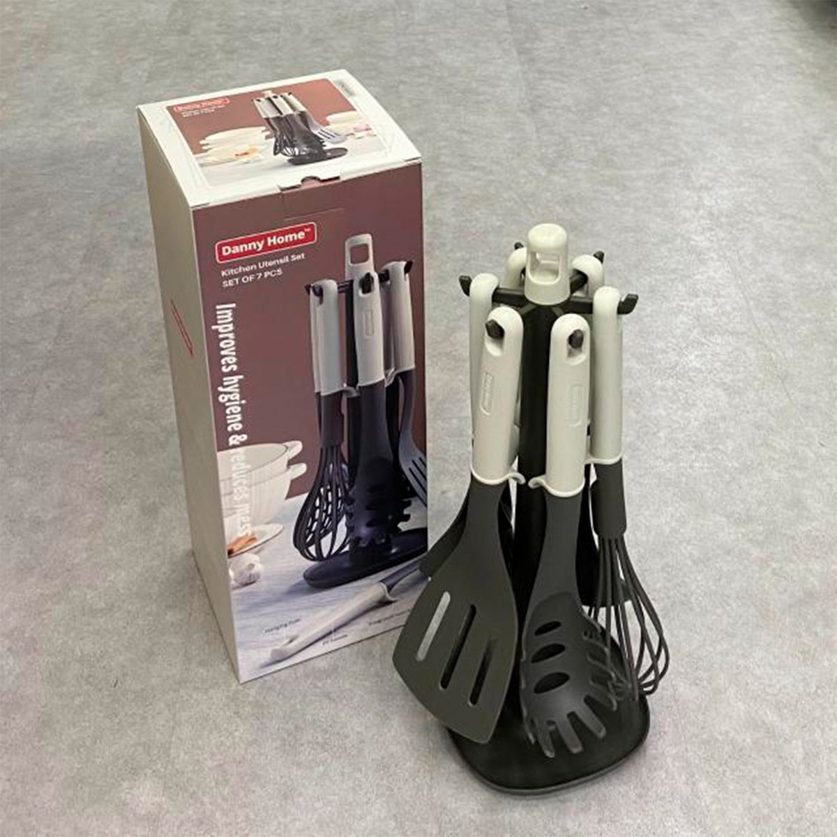 Набор кухонных принадлежностей DH нейлон 7 пр.белый с подставкой DH3205