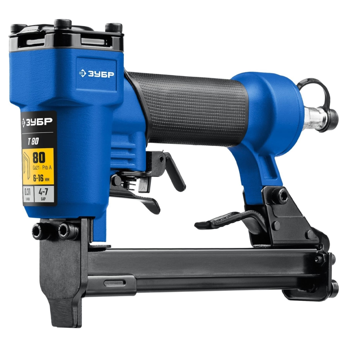 Пневматический степлер (скобозабиватель) ЗУБР Т80, скобы тип 80 (6-16 мм), Профессионал