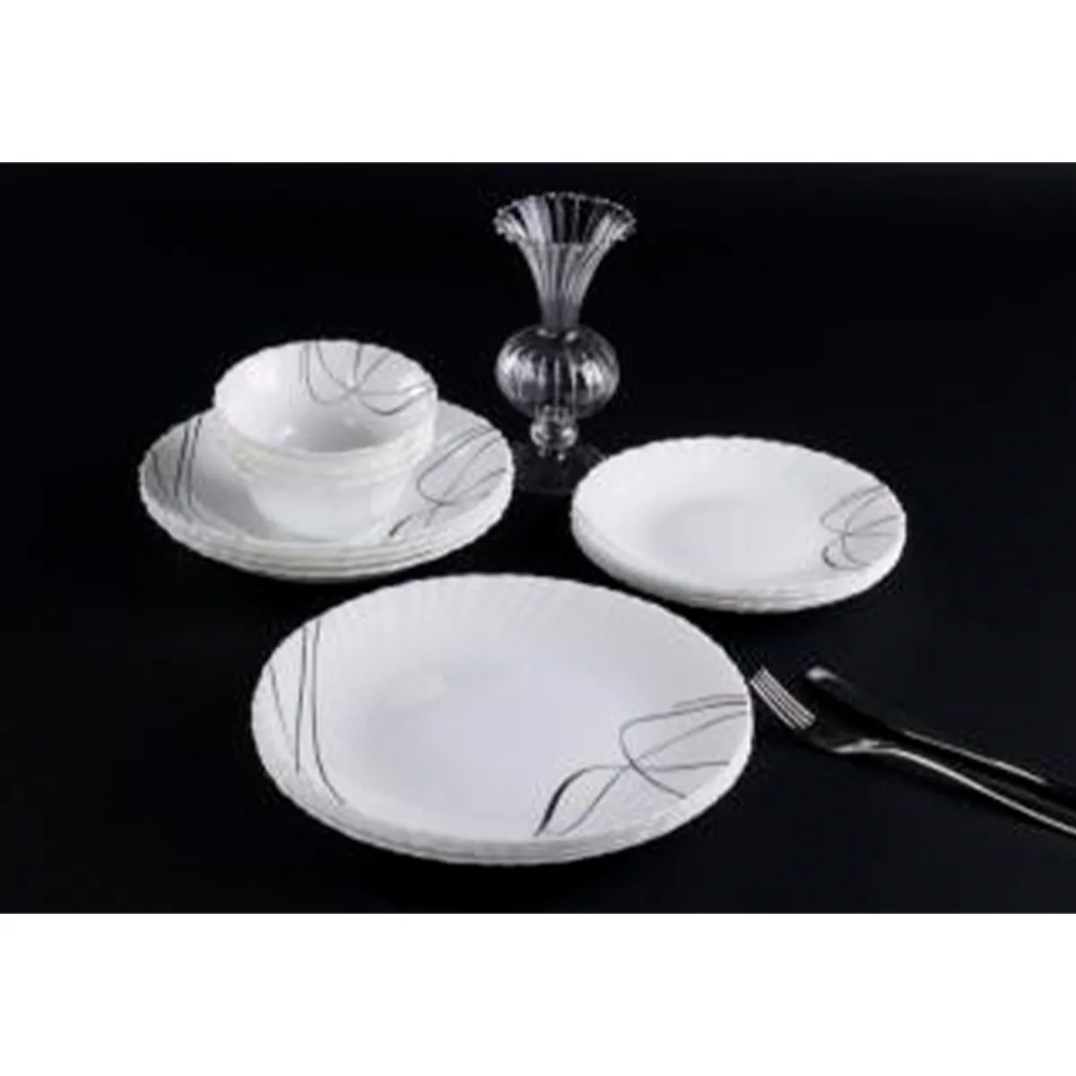 Набор столовой посуды 16 пр. DH Black Line опаловое стекло LXP16F