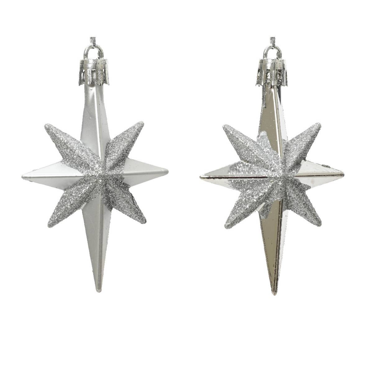 Украшение подвесное Звезда 5,3х2,2х7,8 см серебро 2 шт 028712 Kmg