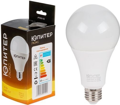 Лампа светодиодная A80 СТАНДАРТ 18 Вт 170-240В E27 3000K ЮПИТЕР ЛЮКС