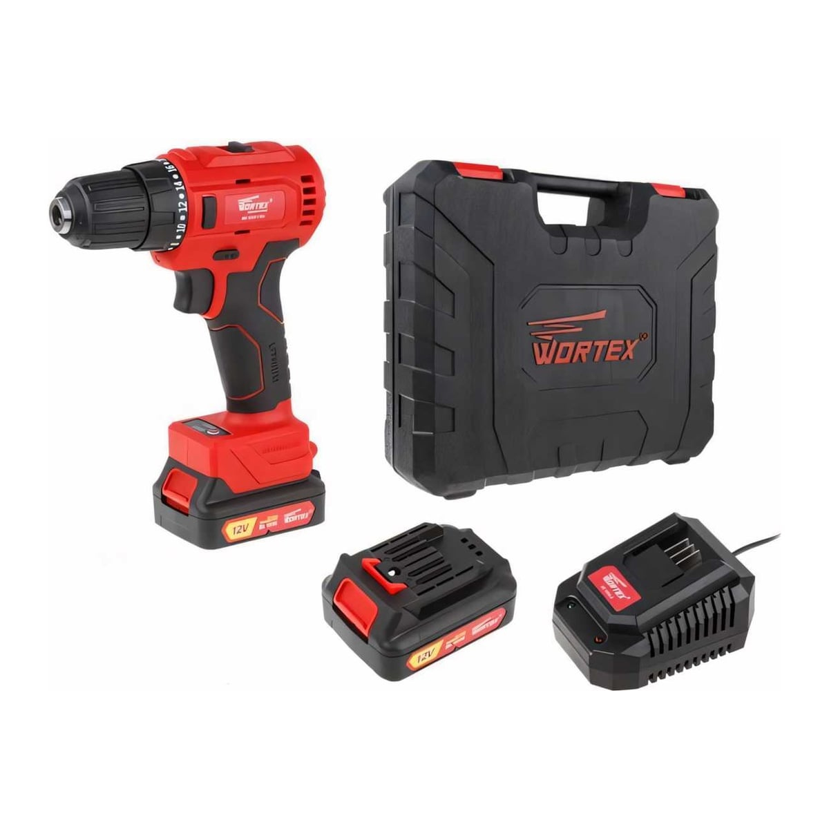 Дрель-шуруповерт аккум. WORTEX BD 1220-1 DLi в чем. БЕСЩЕТ, 12 В, 40 Н*м, 2х1.5 А*ч, БЗП 10 мм, арт.