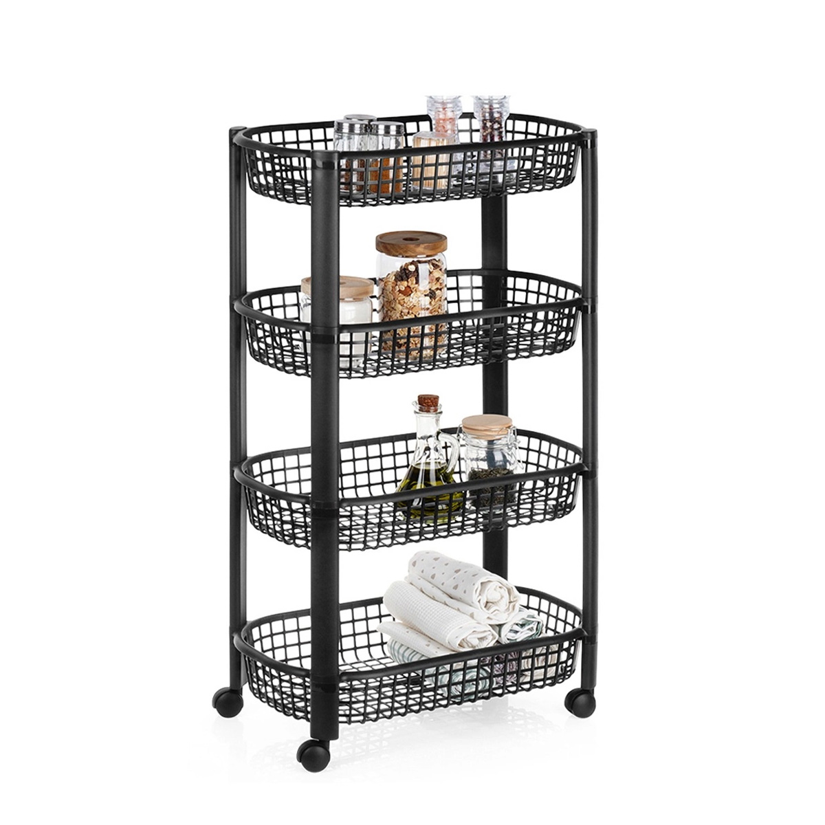 Этажерка универсальная 4-х ярусная на колесах 19000020 К