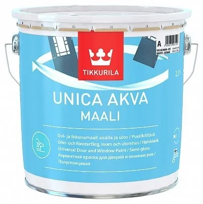 Краска для окон и дверей UNICA AKVA MAALI C п/гл 0,9л