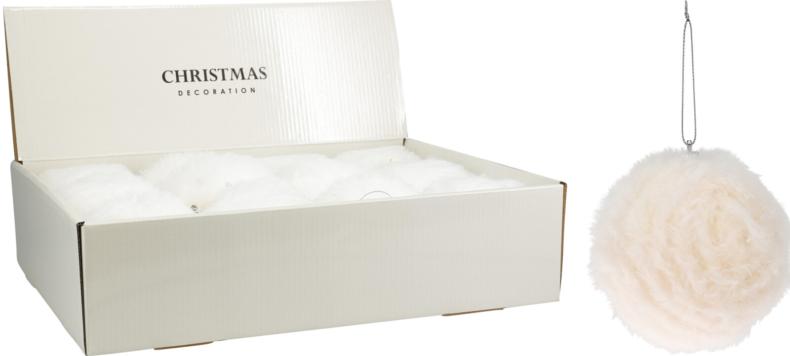 Шар елочный Мех 10 см белый AHR002070 К