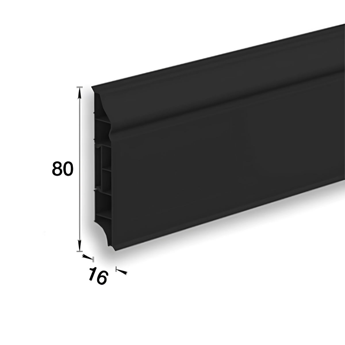 Плинтус напольный фигурный 80мм 2,2м "Идеал Дюра", 093 Графит