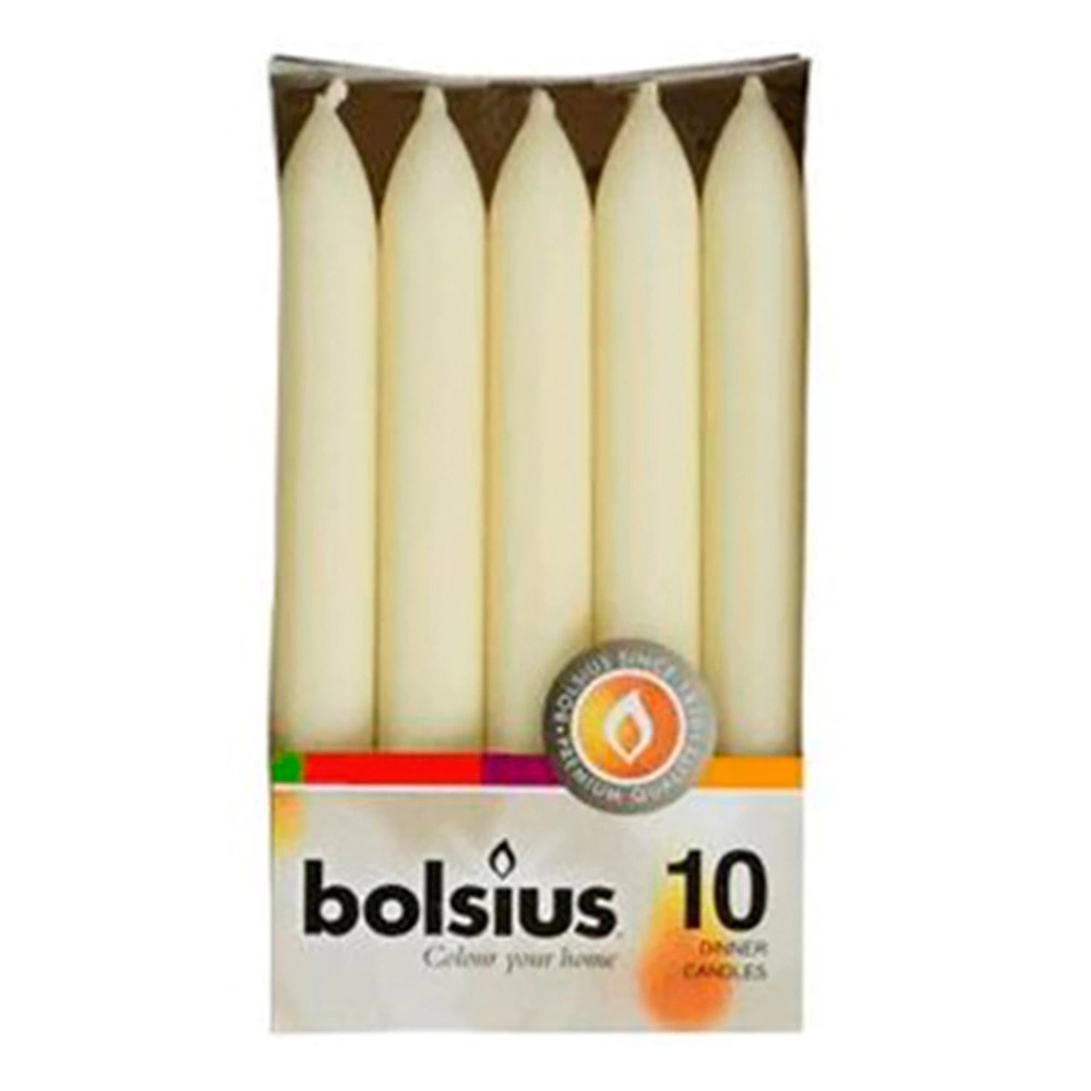 Набор конусных свечей Bolsius 10 шт 170х20 мм айвори