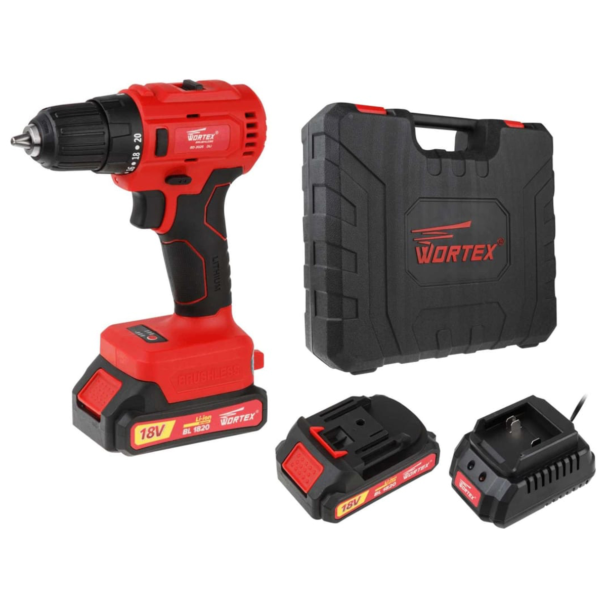 Дрель-шуруповерт аккум. WORTEX BD 2025-1 DLi в чем. ALL1, арт.BD20251DLi1029