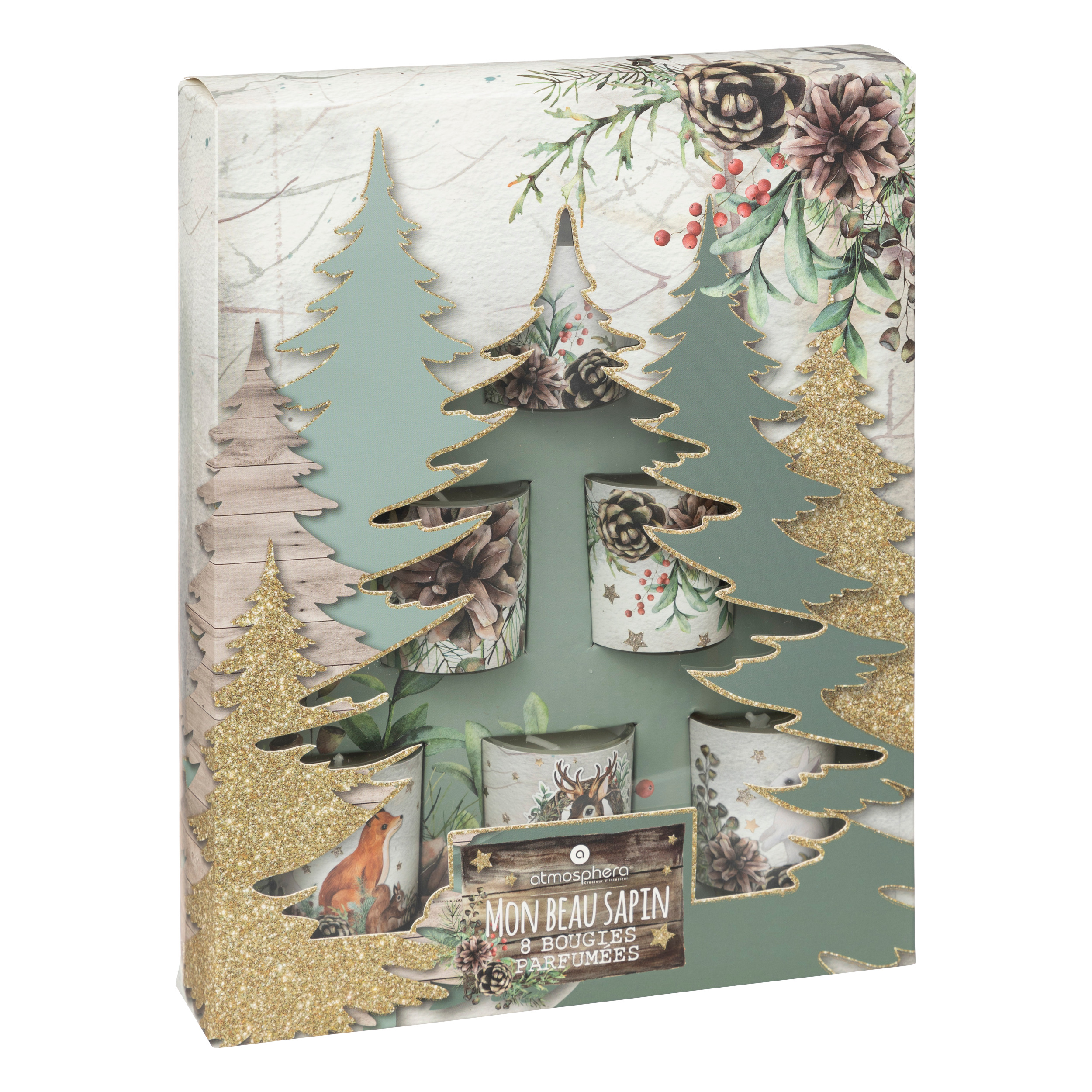 Набор новогодних свечей Feeric 8 шт 4,5х5,2 см в подарочной коробке 191149