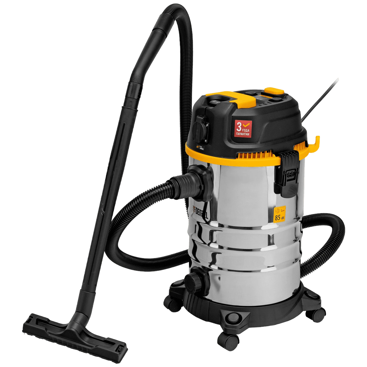 Пылесос строительный RVC30, 1400 Вт, бак 30 л, шланг 3 м, розетка с автосинхр.// Denzel