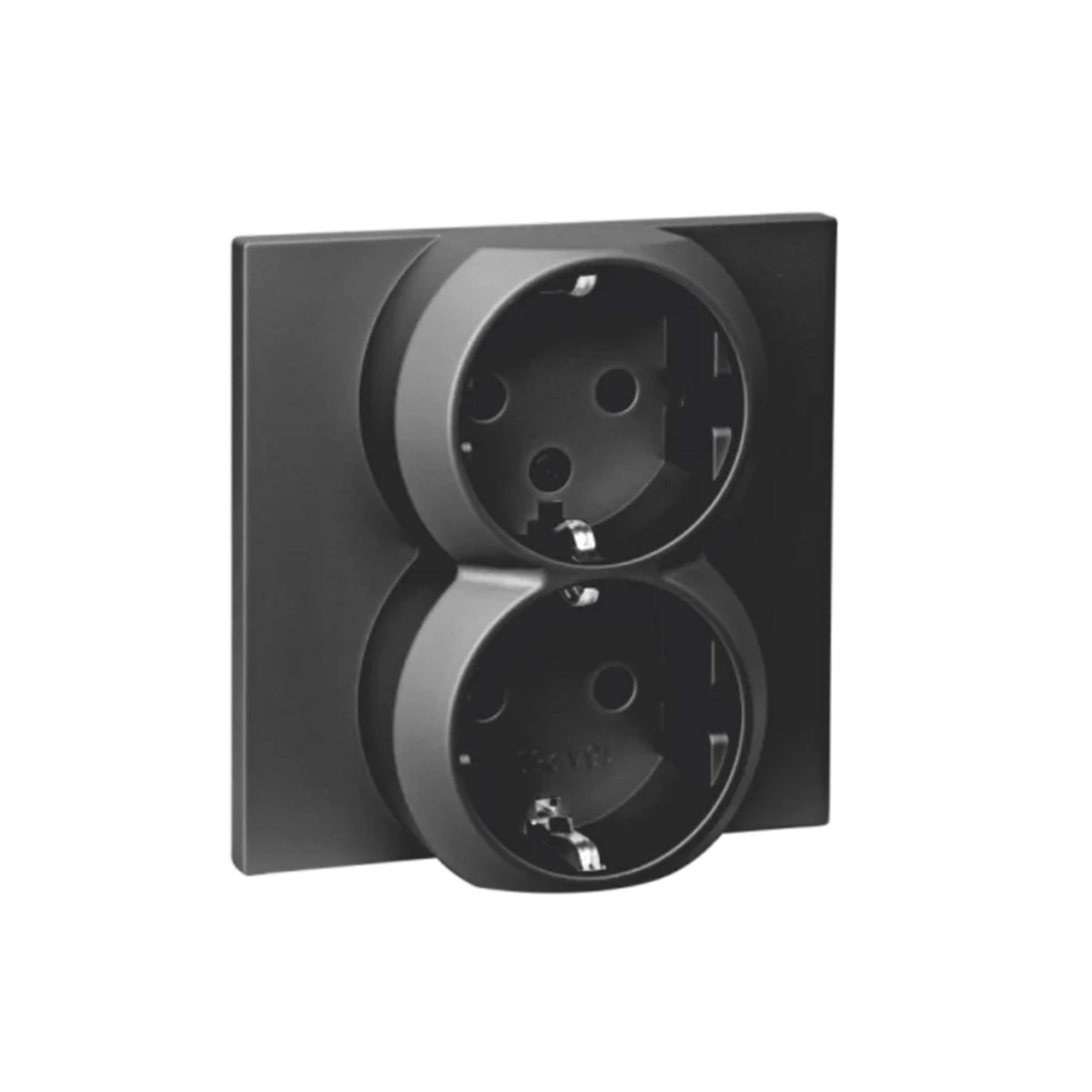 Розетка 2-ная 16А с/у с з/к з/ш QUATTRO ULTIMA BLACK UNIT (10)
